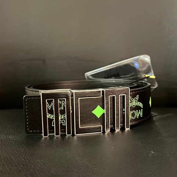 FINAL DROP / SALE !! Mcm unisex visetos monogram leather logo belt NWT - Picture 2 of 5